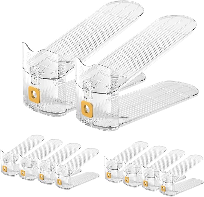 CiBiZi Shoe Slots Organizers 10Pack Shoe Stacker Adjustable Space Saver 50% Shoe Rack Holder Oraganizers for Closet Cabinet Storage Clear