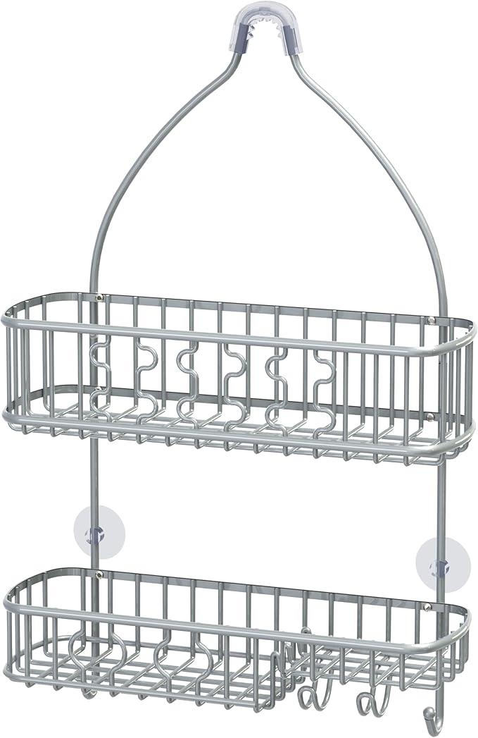 Simple Houseware Bathroom Hanging Shower Head Caddy Organizer, Silver (26 x 16 x 5.5 inches)