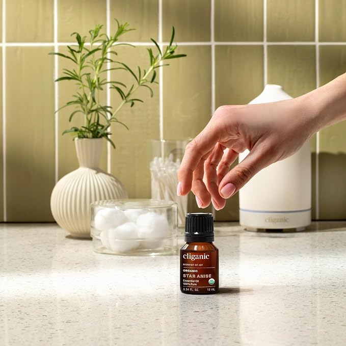Cliganic Organic Star Anise Essential Oil, 100% Pure Natural for Aromatherapy | Non-GMO Verified
