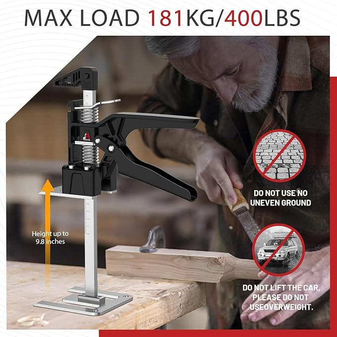 JANNIRESS Labor Saving Arm Jack Handle 2 Pack,15 in Construction,Multifunctional Furniture Jack for Installing Cabinets and Wall Tile Height Adjuster Handheld Lifter Tool, Load 400LBS