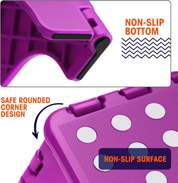 Korpai 13" Folding Step Stool for Adults and Kids Holds Up to 300 lbs,Non-Slip Folding Stools with Portable Handle, Compact Plastic Foldable Step Stool for Bathroom,Bedroom, Kitchen, Purple,1PC