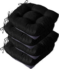 IASEAHK Chair Cushions for Dining Chairs, Seat Cushions for Kitchen Chairs, Indoor Seat Cushions with Ties, Tufted Foam Chair Pads, Non Slip Chair Cushions Set of 4, 15.5" x 15.5" x 4", Black