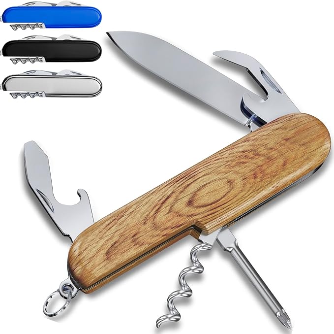 Small Pocket Knife 6 in 1 - Keychain Multitool - Compact Kids Pocket Knife with Bottle Opener, Can Opener, Corkscrew, Phillips Screwdriver - EDC Gift for Men, Women, Camping, Hiking, Travel - 5005