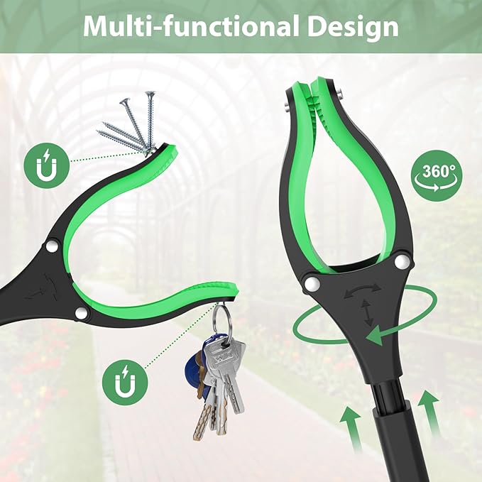 52" Extra Long Grabber Reacher Tool, Foldable Reacher Grabber Pickup Tool with Strong Magnetic & 360° Rotating Anti-Slip Jaw, Extension Trash Picker Upper Grabber for Indoor & Outdoor | For Seniors/Disabled/After Surgery Recovery, Extra Long Foldable, ...