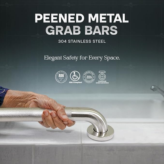 Highcraft Grab Bar for Bathtubs and Showers, Anti Slip Shower Grab Bars for Seniors and Elderly, Safety Bar for Bathroom 24" x 1.5" ADA Compliant Grab Bar, Heavy Duty Stainless Steel Shower Handle