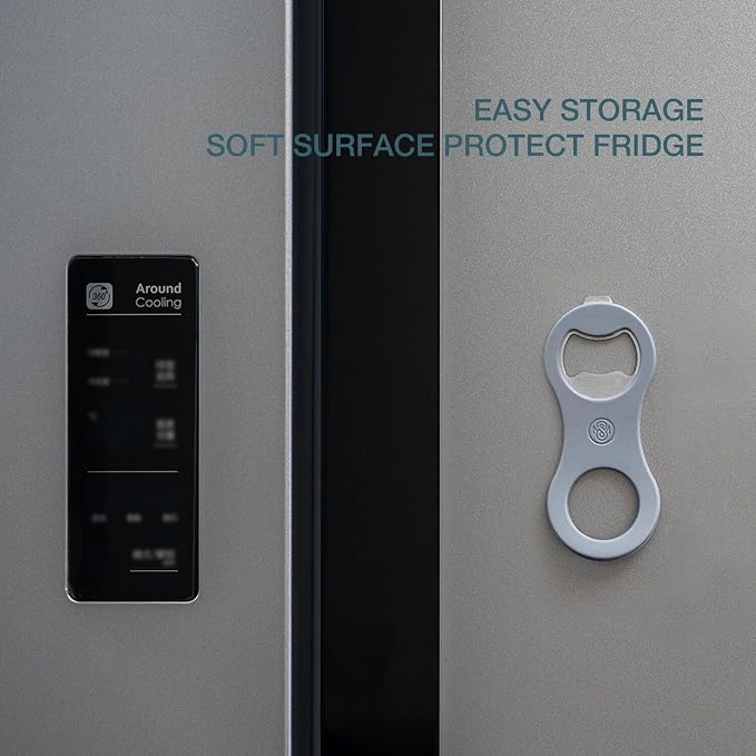 2 in 1 Magnetic Beer Bottle Opener for Refrigerator and RV with Cap Catcher, Soft Touch Silicone Surface Protect Fridge, Pop Can Soda Can Opener for Long Nails, Ideal Gift