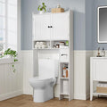 RRX Over The Toilet Storage Cabinet, Bathroom Toilet Paper Holder Stand,30.7" L x 7.87 "W x 65.7 "H Freestanding Toilet Shelf Space Saver for Bathroom,Laundry(Milky White)