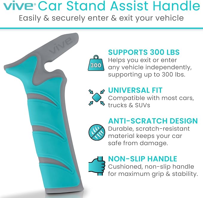 Vive Car Handle Assist for Elderly - Vehicle Support Handle - Standing Mobility Aid Tool for Elderly - Safety Door Handle Autocane (2 Pack)