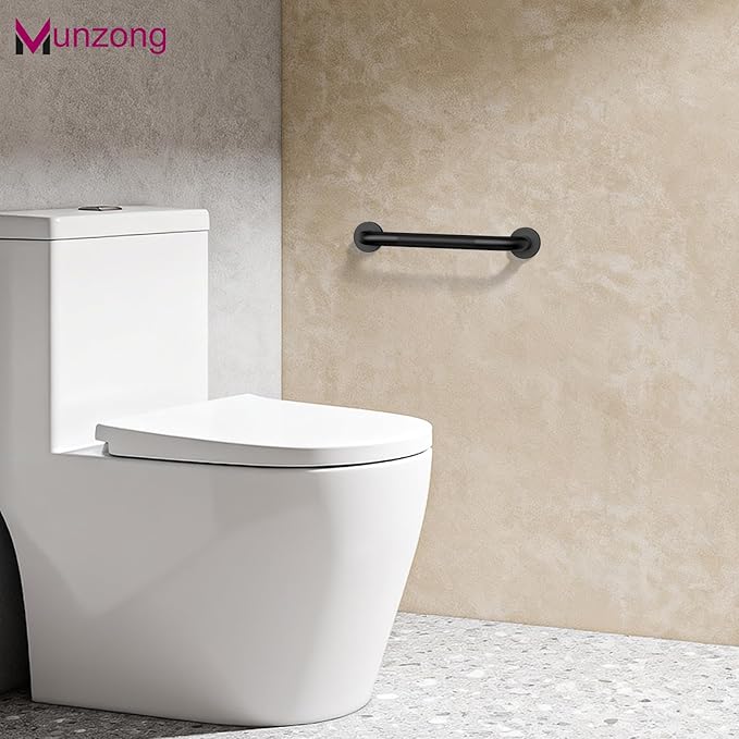 12 Inch Anti Slip Shower Grab Bar, Munzong Oil Rubbed Black Bathroom Grab Bar for Bathtubs and Showers, Knurled Handicap Balance Bar,Safety Hand Rail Support Elderly Senior Assist Bath Handle