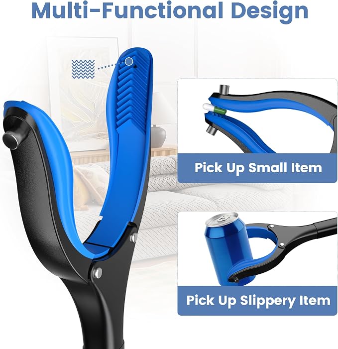 2 Pack 36 Inch Grabber Reacher Tool for Seniors, Foldable Reacher Grabbers Pickup Stick with Anti-Slip 90° Rotating Jaw, 4" Wide Extended Claw with Magnet for Disabled
