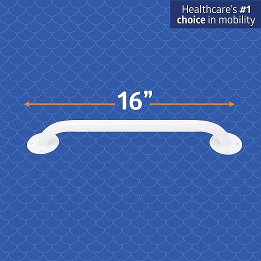 Medline White 16” Grab Bar for Shower & Bathtub, Independence Aid & Ease of Movement — For Elderly, Handicapped or Seniors, 300 lb. Capacity, 1 Bar