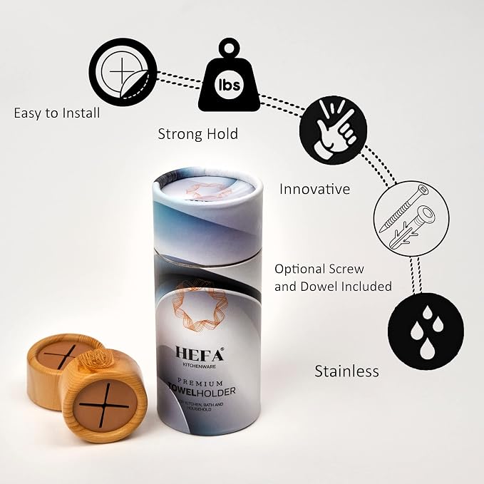 HEFA Self Adhesive Dish Towel Holder Hooks, No Drill Organizer for Cabinet Door, Sink Area or Bathroom, Space Saving Design, 4 Pack