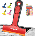 DIYSELF Plastic Razor Blade Scraper, 1 Pack Plastic Scraper Tool with 5 Pcs 4-Inch Plastic Razor Blades, Sticker Remover Tool and Decal Remover for Glass, Window, Labels, Adhesive, Cooktop, Tile
