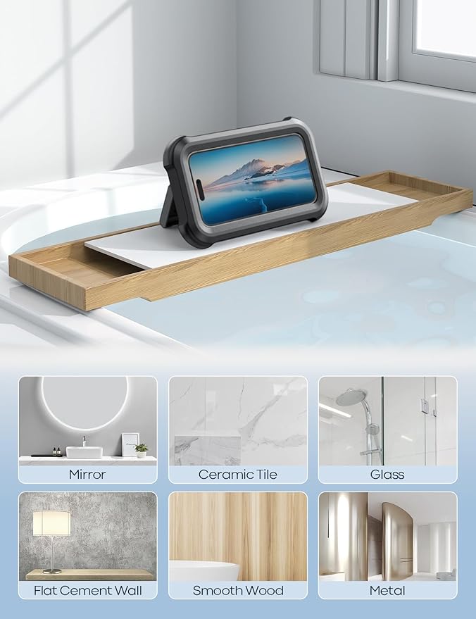 Lamicall Waterproof Shower Phone Holder - Shower Bathroom Bath Cellphone Accessories for Women Men Girls Boys, Christmas iPhone Accessories Case Wall Mount Stand, Gift Gadget for 4-7" Phones