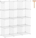 C&AHOME Wire Cube Storage, 12-Cube Storage Organizer Metal, C Grids Storage Bins Shelving, Modular Bookshelf Shelf, Closet Cabinet Ideal for Bedroom, Office 36.6”L x 12.4”W 48.4”H White