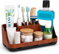 GFWARE Bathroom Decor and Accessories - Detachable 7 Slots Kids Electric Toothbrush and Toothpaste Holde for Bathroom Tray Countertop Vanity Storage, Bathroom Sink Storage Organizer, Red Wood