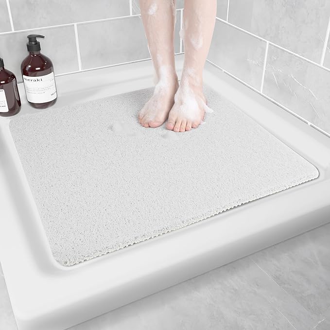 Hargiis Non-Slip Bathtub Mat, Anti Slip Shower Mat, Fast Drying Bathtub Mats, Foot Scrubber Mat, Anti Slip Mat for Tub, Floor, Bathroom, Kitchen, Home, Hotel (White 24"×24")