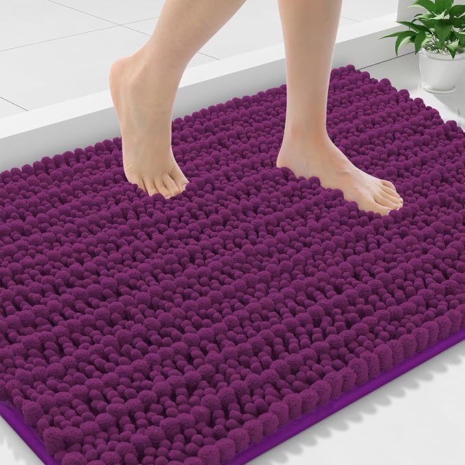Smiry Bathroom Rugs Mat 36x24, Extra Soft Absorbent Chenille Bath Rugs, Non Slip Rubber Backing Machine Washable Quick Dry Bath Mats for Bathroom Floor, Tub, Shower, Home Decor Accessories, Violet
