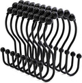 Bathway Shower Curtain Hooks Shower Curtain Rings Black Shower Curtain Hooks RustProof Smooth Metal Double Shower Curtain Hook, Shower Hooks for Shower Curtain Liner Bathroom Shower Rod Hook