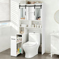 Over The Toilet Storage Cabinet, Extendable Rolling Drawer-Style, Mobile, Acrylic Sliding Doors, Adjustable Shelving, Compact Bathroom Storage with Toilet Paper Holder for Bathroom, Laundry Room