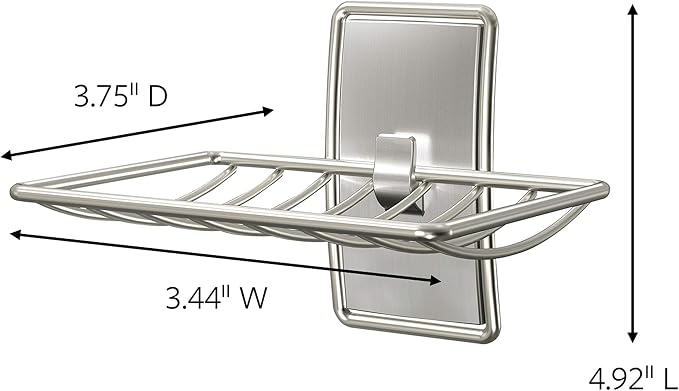 Command Soap Dish for Shower,Damage Free Hanging Bathroom Soap Dish,No Tools Bar-Soap Holder,1 Satin Nickel-Soap-Dish and 2 Water-Resistant Command Strips,(Pack of 8)