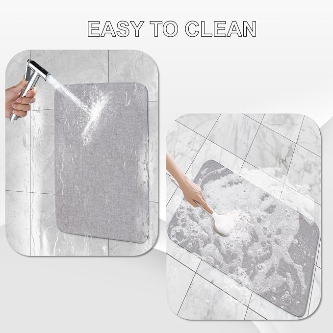 1/10 Inch Ultra Thin Indoor Door Mat, Long-Lasting & Maximum Non-Slip Rubber Backing, Washable & Stain-Resistant Entryway Mats with Powerful Dirt Trapper for Various Entrance, 29''X17'', Gray