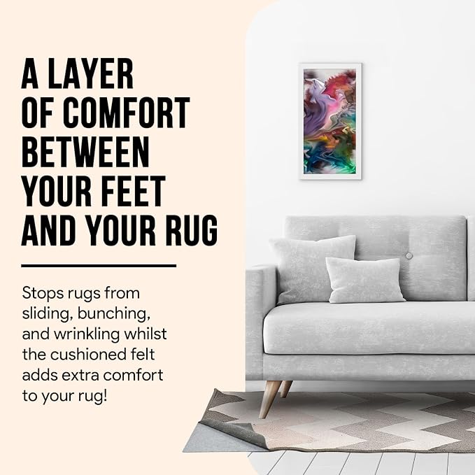 Premium Felt Rug Pad 2x8 Feet, Thick Rug Pads for Hardwood Floors, Laminate, Vinyl, Stone, Carpet & Tile, Under Rug Padding