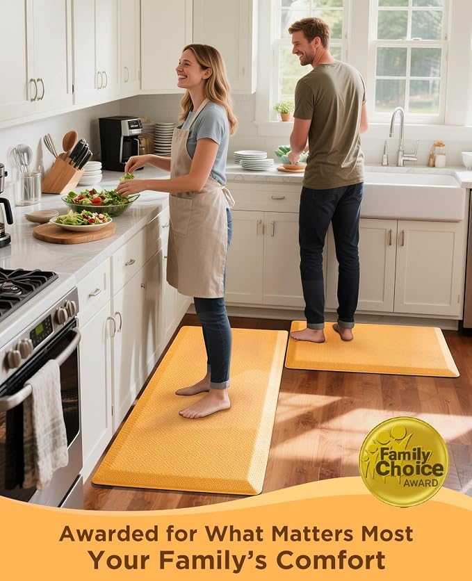 Ophanie Kitchen mats for Floor, 3/4 inch Thick, Kitchen Rugs, 20''x48'' Anti Fatigue Standing Cushioned Mat, Waterproof,Comfort Ergonomic mat for Office, Home, Sink, Orange Non-Slip Bottom