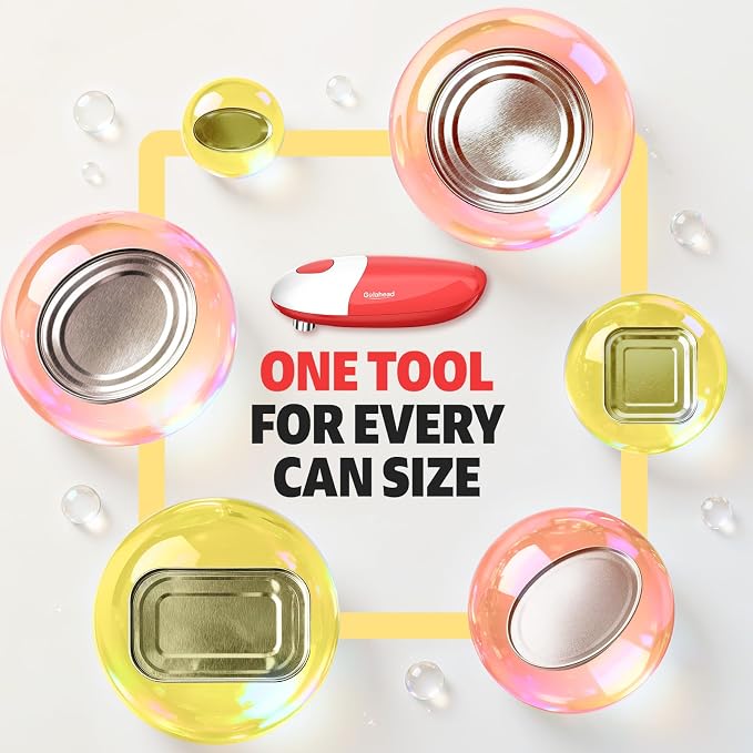 Hands Free Electric Can Opener for Seniors with Arthritis, Automatic Handheld Battery-Operated Kitchen Appliance Gift Easy Side Cut All Can Sizes with Smooth Edge, hand-Safe and kitchen Gadget
