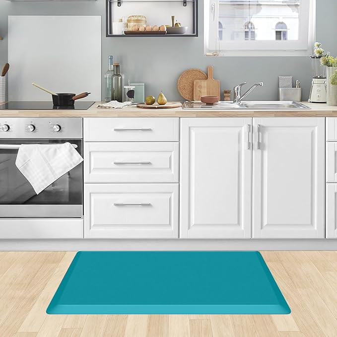 KitchenClouds Kitchen Mat Cushioned Anti Fatigue Rug 20"x32" Water Resistant Non Slip Standing and Comfort Desk/Floor Mats for House Sink Office (Green)