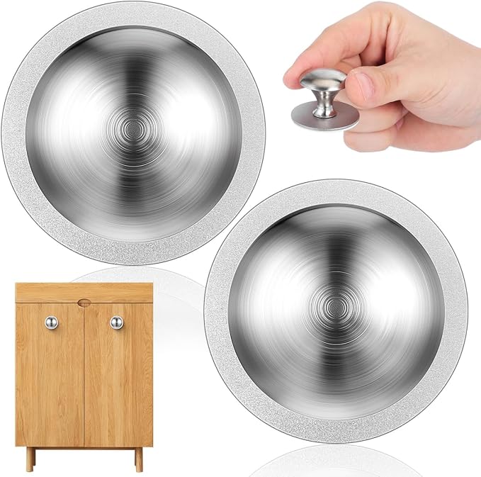 POPETPOP 2-Pack Stainless Steel Suction Handles, Drill-Free Installation, Rust-Proof Grip for Glass Shower Doors, Cabinets, Refrigerators