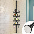 Corner Shower Caddy Tension Pole, Rustproof Bathtub Storage Organizer with 4 Adjustable Shelves, Bathroom Shower Rack Shampoo Holders for Inside Shower, 40"-120" Floor to Ceiling Shower Caddy Black