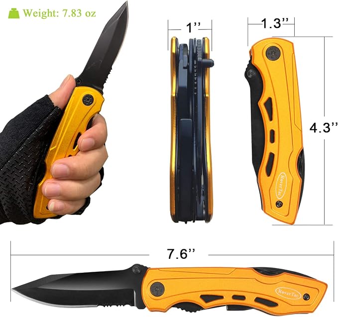 RoverTac 15-in-1 Pocket Multitool Knife - Folding Knife with Pliers, Bottle & Can Opener, Phillips Screwdriver + 9 Bits, Nylon Sheath - EDC Multi Tool for Camping, Hiking & DIY - Gifts for Men & Dad