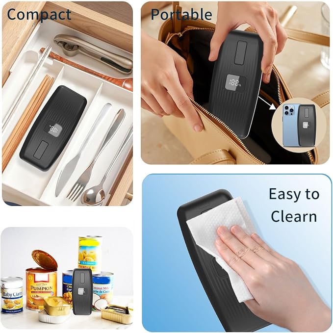 Electric Can Opener with LED Display, USB Rechargeable Electric Can Opener for Seniors & Arthritis, One-Touch Automatic Can Opener, Hands-Free, Smooth Edge, Compact, Cordless