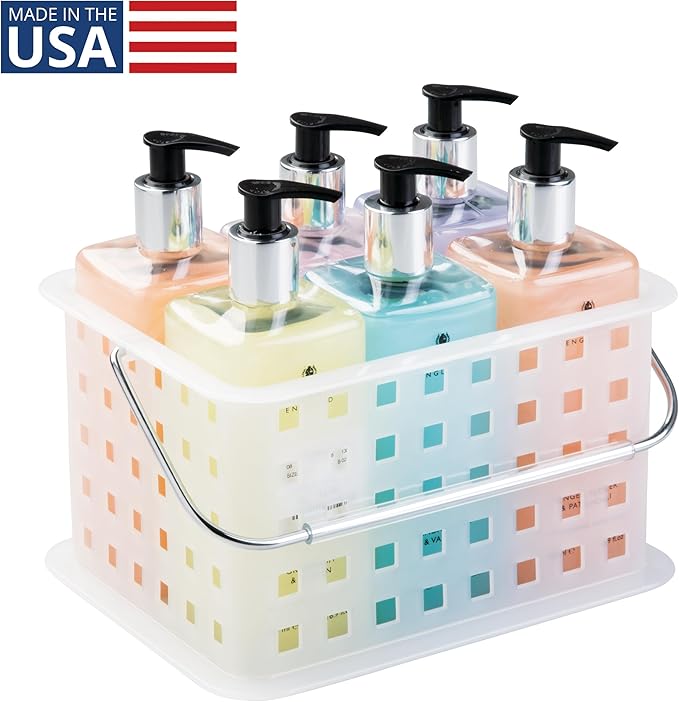 iDesign Small Shower Caddy with Handle, Portable Shower Organizer for Dorm or Bathroom, Clear Frost