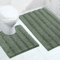 Turquoize Bathroom Rugs Set Non-Slip Bath Mats for Bathroom Super Absorbent Shaggy Rugs for Tub Shower Toilet Soft Plush Bath Rug Plus U Contour Rug (Oversized: 24" x 36" and 20" x 24" U), Green Bay