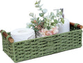 Round Paper Rope Storage Basket Wicker Baskets for Organizing with Handle Decorative Storage Bins for Countertop Toilet Paper Basket for Toilet Tank Top Small Baskets , Green