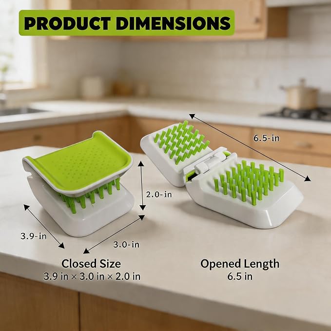 Knife Cleaning Brush, Blade and Cutlery Cleaner Brush with Bristle Scrubber, Non-Slip Handle Kitchen Cleaning Brush for Knives, Utensils, Dishes and Kitchen Tools (Green)
