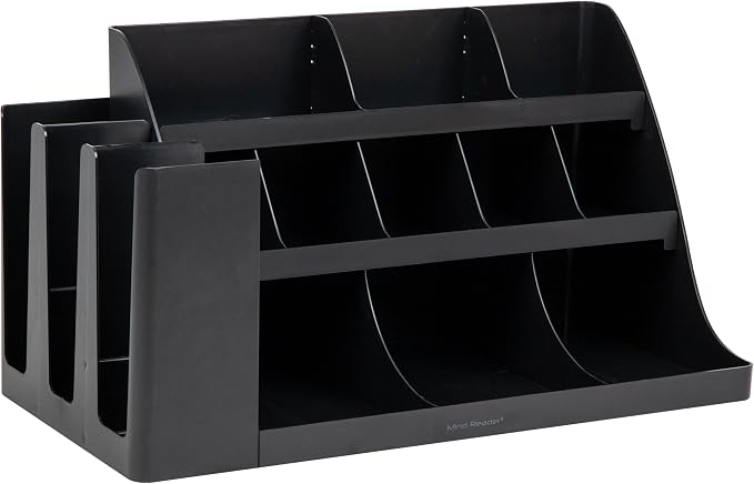 Mind Reader Cup and Condiment Station, Countertop Organizer, Coffee Bar, Kitchen, Stirrers, Black