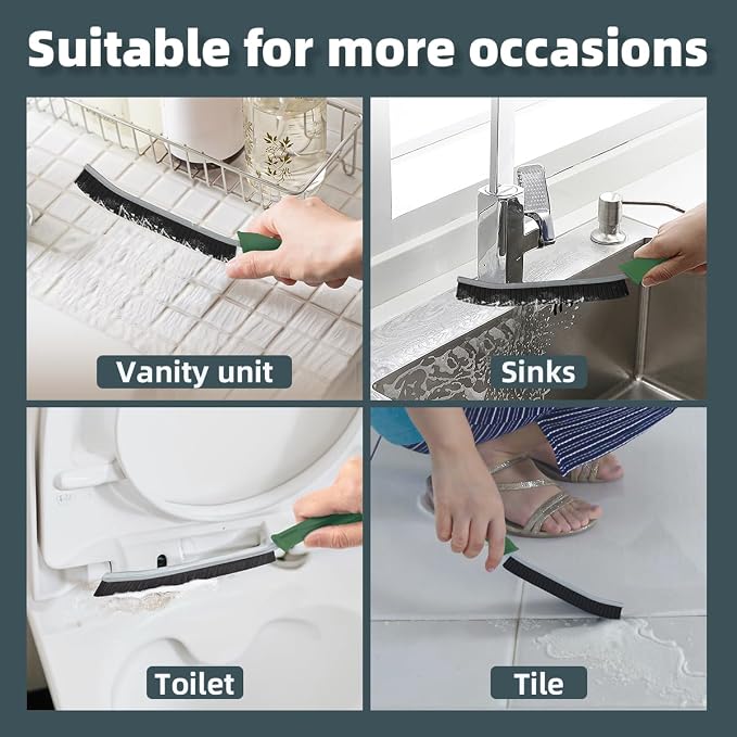 TQRR Toilet Brush, 2 Pcs Bathroom Cleaning Brush, Toilet Scrubber, Deep Toilet Bowl Brush with Hanging Hole, Multifunctional Gap Cleaning Brush, Bristles for Kitchen Sinks, Tub,Shower (2, Green)