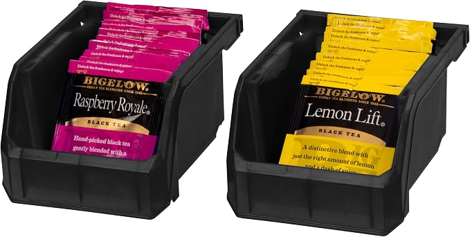 ReadySpace Plastic Containers for Organizing and Storage Bins for Drawers, Desks, Office Organization, and Garage, Stackable Bins, Extra-Small (3" x 5" x 4"), 12-Pack, Black