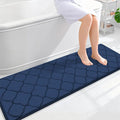 OLANLY Memory Foam Bath Mat Rug 59x20, Ultra Soft and Absorbent Bathroom Rugs, Non-Slip, Comfortable, Machine Washable Bath Carpet for Bathroom Floor, Tub, Shower and Home Decor Accessories, Navy