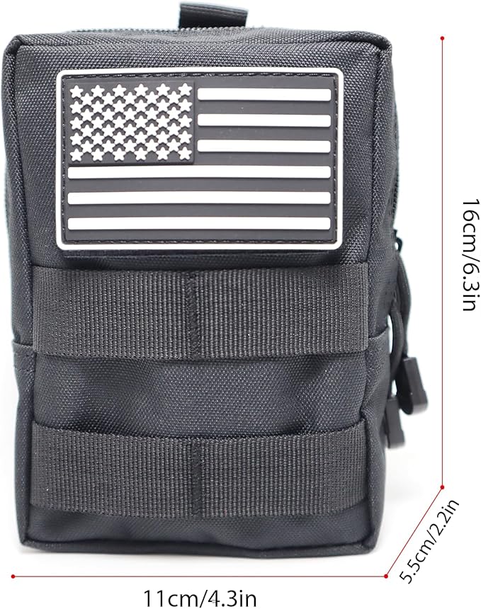 2 Pack Tactical Molle Pouches Small Molle Utility Pouch Small Tactical Accessory Bag Belt Pouches Vest Pouch Compact Water-Resistant EDC Pouch with Flag Patch