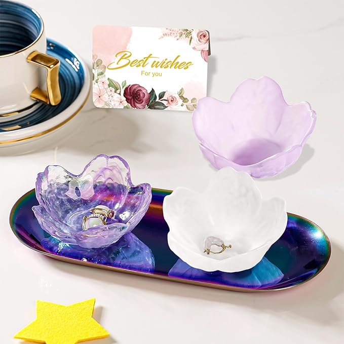 Gifts for Women Flower Jewelry Dish Ring Holder Jewellery Tray Vanity Organizer Room Decor Aesthetic Ring Holder Decorative Tray Trinket Dish Valentine's Engagement Birthday Gifts Stocking Stuffers