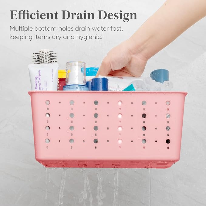 Lifewit Shower Caddy Portable, Caddy Organizer with Handle and Adjustable Dividers, Plastic Shower Basket for Dorm Room Essentials, College, Bathroom, Slate Blue, 1 Pack