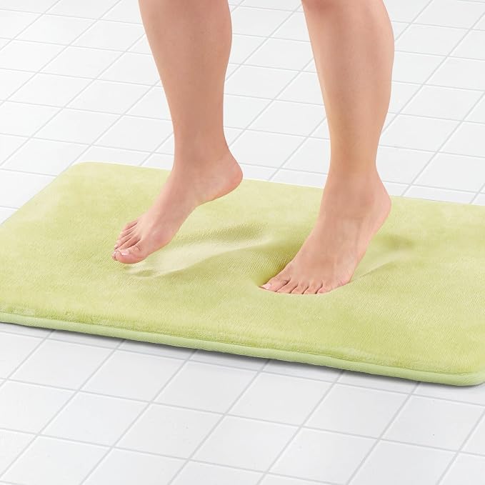 Memory Foam Bath Mat Non Slip Absorbent Super Cozy Velvet Bathroom Rug Carpet (20 inches X 32 inches, Lime)