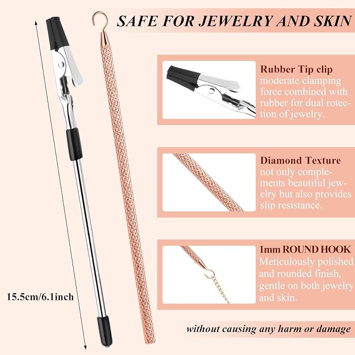 Sliverdew Bracelet Helper Tool - Bracelet Wearing Aid Hook and Clips - Metal Bracelet Assistance Tool - Jewelry Fastening Tools for Necklace/Watch Clasps, Zips, Crafts - Arthritis Elderly