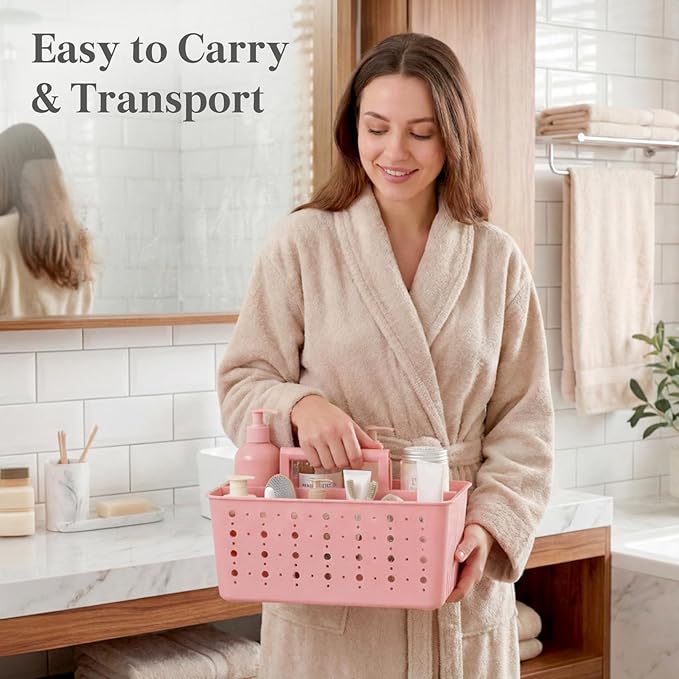 Lifewit Shower Caddy Portable, Caddy Organizer with Handle and Adjustable Dividers, Plastic Shower Basket for Dorm Room Essentials, College, Bathroom, Slate Blue, 2 Packs