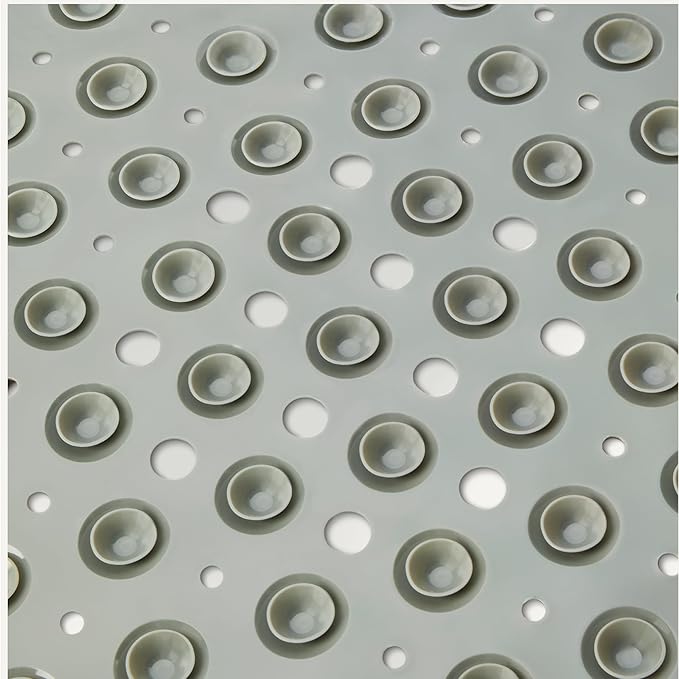 Amazon Basics Non-Slip Bath Mat with Suction Cups for Tub and Shower, Easy to Clean, 40" x 16", Grey