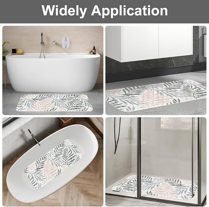 Large Shower Mat Non Slip, Yonala Premium Anti Slip Bath Mat for Tub, 40 x 16 Inch Extra Long Bathtub Mat with Suction Cups and Drain Holes, Easy Clean